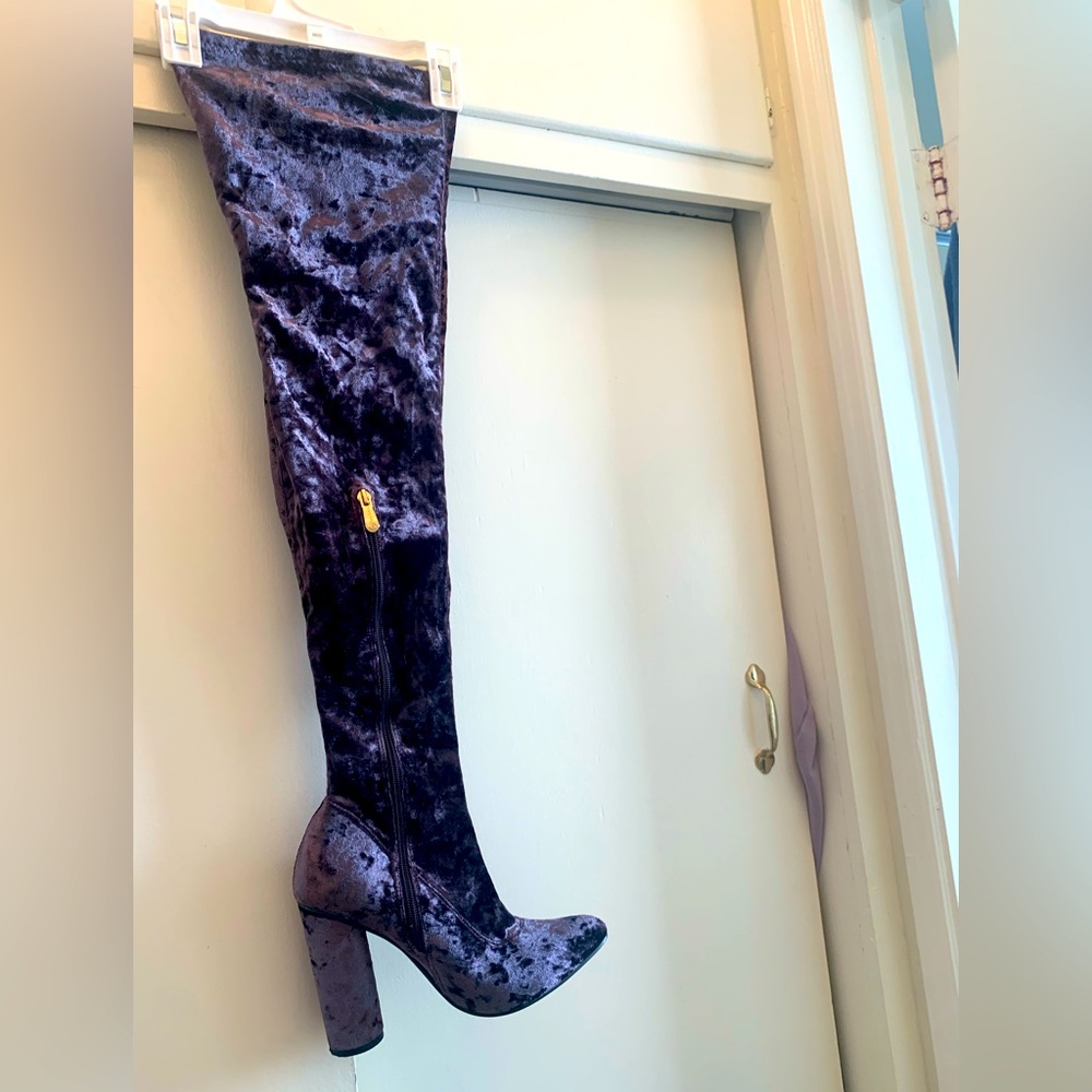 Over the knee velvet thigh high boots
